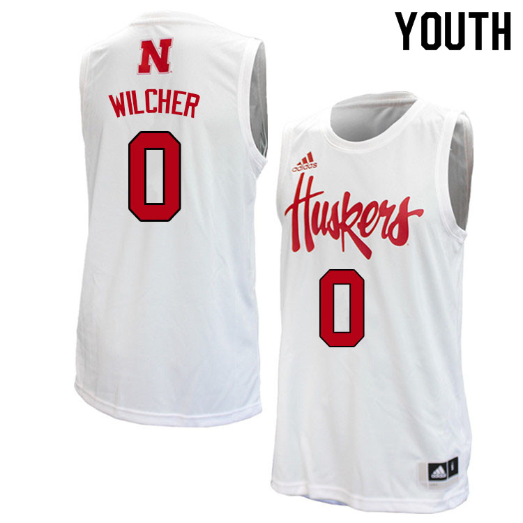 Youth #0 C.J. Wilcher Nebraska Cornhuskers College Basketball Jerseys Sale-White
